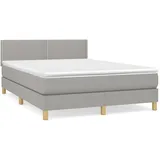 vidaXL Boxspringbett mit Matratze Hellgrau 140x200 cm Stoff1373251
