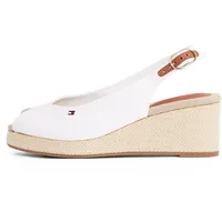 Tommy Hilfiger Damen Wedge Espadrilles Flag Mid Slingback Verstellbarer Riemen, Weiß (Ecru), 40