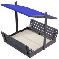 QLS Sandkasten aus Holz 150x150 cm mit Sitzbank Dach