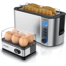 Arendo Langschlitz-Toaster Silber
