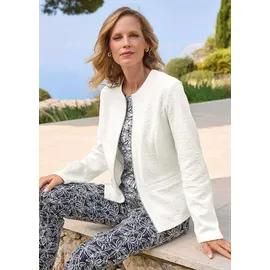 GOLDNER Sommerjacke GOLDNER "Elegante Baumwolljacke mit Struktur", Damen, Gr. 42, weiß, Obermaterial: 98% Baumwolle CO. 2% Elasthan EL., Jacken, Jaquardstruktur im Jersey