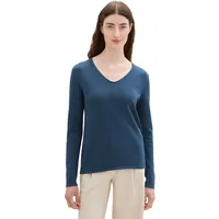 Tom Tailor Damen Basic Strickpullover mit V-Ausschnitt, 26779 - Nighttime Blue, M