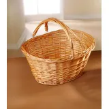 Dekoleidenschaft Einkaufskorb "Daily" aus Weide, natur, oval, umlegbare Henkel, stapelbar, SB Korb, Flechtkorb, Ladenkorb, Shopper, Warenkorb, Picknickkorb, Weidenkorb