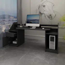 ML-Design Schreibtisch Schwarz, 55x90.6x179.8 cm Arbeitszimmer, Schreibtische, Gaming-Tische