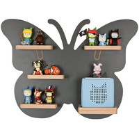 MR TEDDY BEAR Kinderregal Schmetterling | Holzregal für die Toniebox und Tonies | Tonie-Regal hergestellt in der EU | Wandregal zum Spielen und Sammeln | Für Mädchen und Jungen | Anthrazit