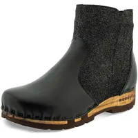 woody Damen Olga Clog Stiefelette, Schwarz-Argento, 41 EU