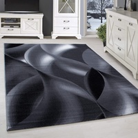 SIMPEX Kurzflor Teppich, Abstrakt Wellen Design, Teppich Schwarz, 140 x 200 cm, Teppich modernen Stil, Teppich Wohnzimmer