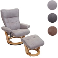 MCA Furniture MCA Relaxsessel Montreal, Fernsehsessel Hocker, Stoff/Textil 130kg belastbar ~ hellgrau, naturbraun