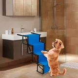 Hundetreppe Haustiertreppe Einstieghilfe Hunderampe Auto Klappbar, Haustiertreppe Leiter 4 Stufen, bis 75 kg Belastbar,bleu