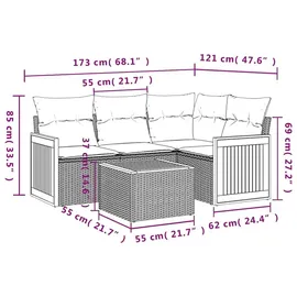 vidaXL Gartensofa-Set 5-tlg. schwarz