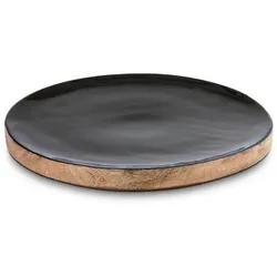 Platte Ø 30 cm Holz Schwarz