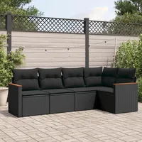 Gecheer 5-TLG. Gartenlounge Set Polyrattan, Terrassensofa Rattan, Balkonlounge Set Rattan, Loungemöbel Garten, Gartenmöbel Lounge Sofa, Gartensofa, Kissen, Polyrattan