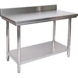 Wiltec Edelstahl Tisch Arbeitstisch Edelstahltisch mit Aufkantung 120x60x85cm für Gastro Küche Werkstatt Garten Keller mit höhenverstellbare Füßen
