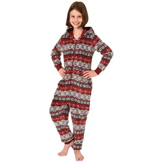 normann Jumpsuit Overall Schlafanzug Pyjama langarm Norweger - 50905 in rot | Gr.: 164