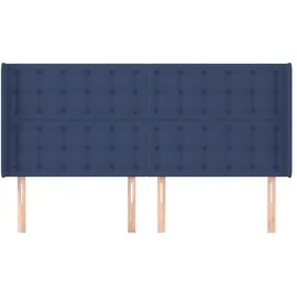 vidaXL Kopfteil mit Ohren Blau 183x16x118/128 cm Stoff