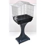 XXL Wellensittichkäfig Sophia Chrom/Anthrazit mit Ständer L62xT40xH120 cm und Badehaus Gratis