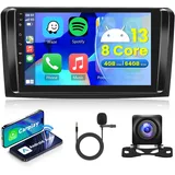 8 Core 4G+64G Wireless Carplay Android 13 Autoradio 2 Din für Mercedes Benz ML GL W164 ML350 ML500 GL320 X164 ML280 GL350 GL450 9 Zoll Autoradio Android Auto GPS Navi WiFi Bluetooth FM RDS Mirror Link