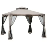 MC Star Pavillon Gartenpavillon 3x3m mit 4 Seitenwänden, wetterfest, Metall & Polyester, ideal für Gartenpartys & Veranstaltungen, Grau grau