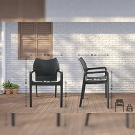 CLP Diva Gartenstuhl 57 x 57 x 84 cm grau 4 St.