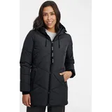 Oxmo OXJunchen Damen Winterjacke Damenjacke Jacke mit Kapuze Eingrifftaschen Reißverschluss Regular fit - Schwarz - L