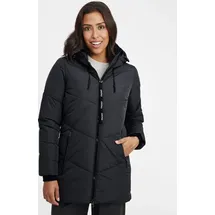 Oxmo OXJunchen Damen Winterjacke Damenjacke Jacke mit Kapuze Eingrifftaschen Reißverschluss Regular fit - Schwarz - L