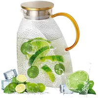 1.8L Glaskaraffe,Glaskaraffe mit Deckel,Wasserkaraffe für Kühlschrank,Glas Krug,Borosilikatglas Wasserkrug,Karaffe Teekanne,Auslaufsicherer Kühlschranktür Karaffen für Heiße oder Kalte Getränke