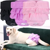 XFLYP 3 Stück Wiederverwendbare Hundewindeln, Läufigkeitshose für Hündinnen Hochsaugfähige, Waschbare, Einstellbar und umweltfreundliche, Hygienische Hundewindeln für Inkontinenz Hund(Einfarbig M)
