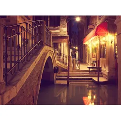 Fototapete PAPERMOON "VENEDIG-CANAL GASSE ALTSTADT RETRO GASSE BLUMEN MAUER", bunt, B:2,50m L:1,86m, Vlies, Tapeten
