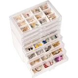 ProCase Acryl Schmuck Organizer Schmuckschatulle für Damen Durchsichtige Schmuckaufbewahrung Schmuckkästchen Schmuckbox mit 8 Schubladen für Ohrringe, Ringe, Armbänder -Grau