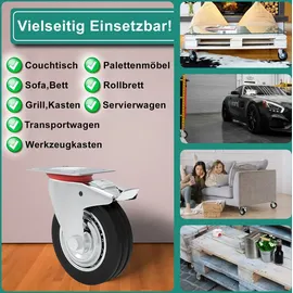 PRIOstahl Transportrollen Rollen 2 Bockrollen + 2 Lenkrollen mit Bremse Schwarz