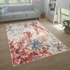 Paco Home Teppich Wohnzimmer Schlafzimmer Kurzflor Modern Vintage Muster Abstrakt Farbverlauf, Grösse:80x150 cm, Farbe:Bunt 3