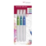 Tombow Wb-3P Pinselset mit Wasserbehälter (leer), 3-teilig, 1 x feine, mittlere, flache Pinselspitze, mehrfarbig
