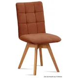 58 aufm Kessel Esszimmerstuhl Küchenstuhl drehbar (2er-Set) Doria 47x91x60 Eiche geölt/Rosewood (Lieferung bis Verwendungsstelle, 4 St), Stabiles Gestell aus Massivholz pflegeleichter Bezug aus Microfaser braun
