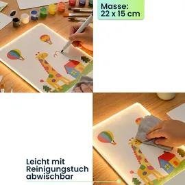 ideoon diy 2er-Set Kreative LED Acryl Maltafel für Kinder: Kabellose DIY Lampe mit Akku & 7 Buntstifte