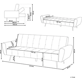 Beliani Schlafsofa Samt 3-Sitzer Smaragdgrün