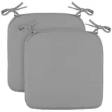 BestLivings Sitzkissen ( 2er Pack / Grau ) Stuhlkissen mit Haltebändern 38cm x 38cm - Sitzauflage Uni, Canvas Stuhlauflage - Grau