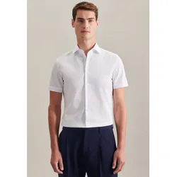 Businesshemd SEIDENSTICKER "Slim", Herren, Gr. M (39), normale Ärmellängen, weiß, 100% Baumwolle, unifarben, slim fit, Kurzarm gerader Abschluss, Hemden, Slim Kurzarm Kentkragen Uni