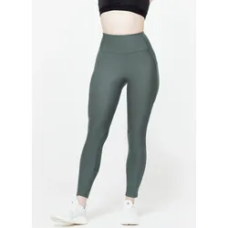 Sportleggings Damen Handytasche hoher Bund - dunkelgrün S