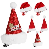 Lurrose 6 Stücke Mini Weihnachtsmütze Haarspangen Weihnachten Haarklammern Glitzer Haarclips Haarnadeln Baby Haarschmuck Set für Kinder Mädchen Weihnachtsgeschenke