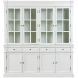 VCM ebuy24 Amaretta 4-Türige Vitrinenschrank Antik Weiss Antik Patiniert