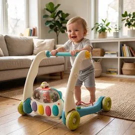 Relaxdays Spielbogen, mit Rollen, Musik & Licht, HBT: 41 x 58 x 75 cm, Baby Gym, Krabbeldecke Dschungel, blau