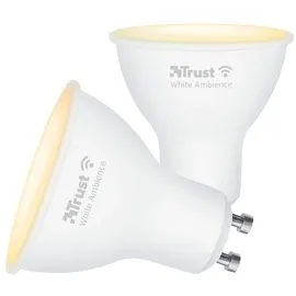 Trust GU10 Smart Lampe, Dimmbar LED Spot, WiFi LED-Strahler, Lichtstimmung Weiß Fassung GU10 LED Glühbirne RGB Lampe, Kein Hub Erforderlich, 2.4GHz Leuchtmittel, - 2er-Pack