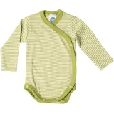 cosilana Langarm Baby-Wickelbody aus Wolle und 30% Seide Geringelt Grün 50/56