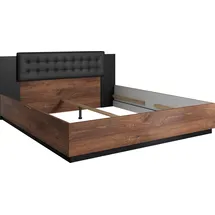 Home Affaire Bettgestell HOME AFFAIRE "Sigma", braun (eiche flagstaff, schwarz, flagstaff eiche, schwarz, flagstaff eiche), B:166,3cm H:89,5cm L:205cm, Betten, Bettgestell, Doppelbett in zwei Breiten mit gepolstertem Kopfteil