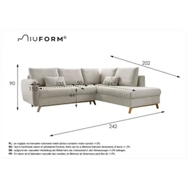 miuform Eckcouch Polyester 2-Sitzer Beige