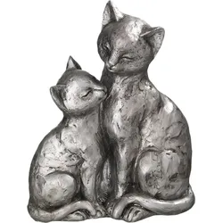 Dekofigur AMBIENTE HAUS "Katzen-Paar", silber (silberfarben), Ø, Dekofiguren, Höhe 22 cm