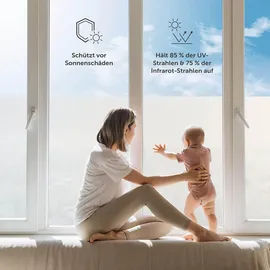Blumtal Fensterfolie 60x200 cm Blickdicht & statisch haftend + Rakel - zuschneidbare Sichtschutzfolie Fenster + UV-Schutz - Milchglasfolie selbstklebend - Fensterfolie Milchglas Weiß Frosted-Look