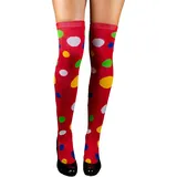 Das Kostümland Overknees Clown Kniestrümpfe Polka Dot - 414039 | Rot Bunt