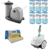 WAYS - Poolpflege - Poolsauger ZX50 & Filterpumpe 5678 L/u & 6 Filter Typ A & WAYS Scheuerbürste