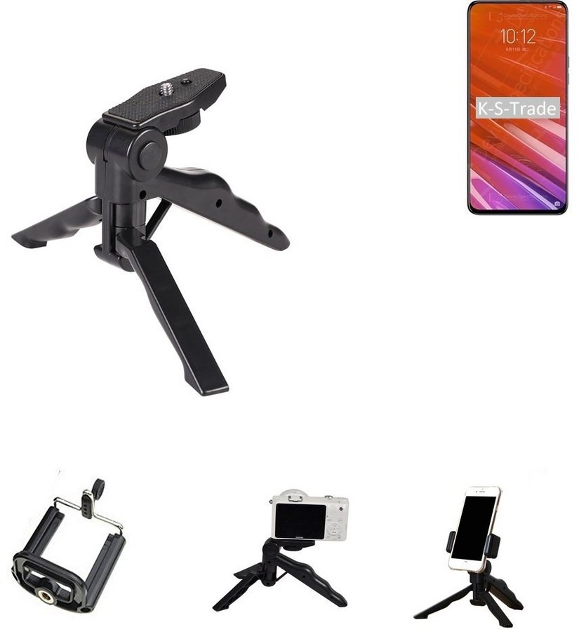 K-S-Trade für Lenovo Z5 Pro Smartphone-Halterung, (Stativ Tisch-Ständer Dreibein Handy-Stativ Ständer Mini-Stativ) schwarz